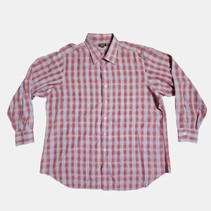 Hamilton Mens Plaid‎ Long Sleeve Button Up Dress Shirt 2XL Red Western Rodeo